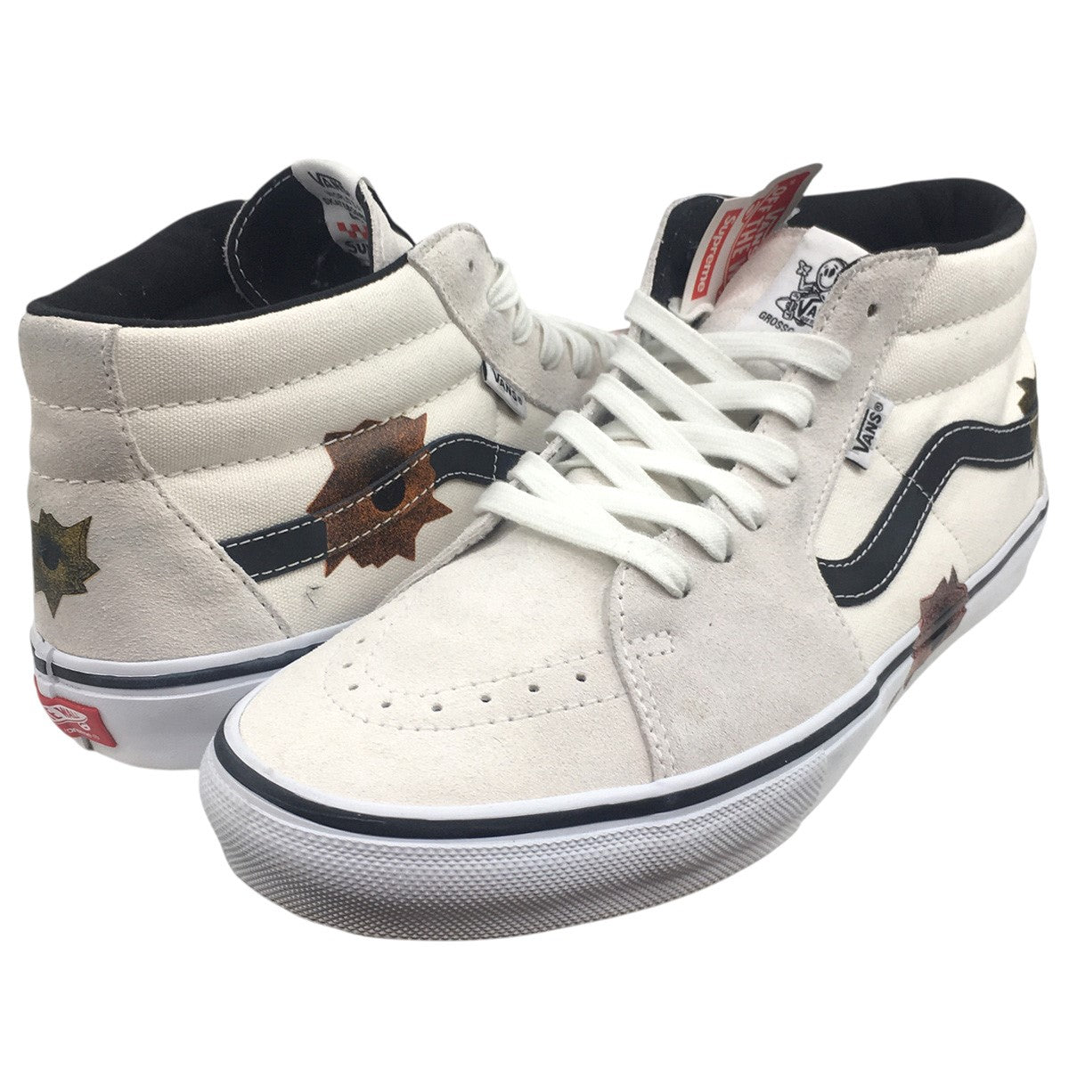Supreme×VANS 25SS Nate Lowman × Vans Skate Grosso Mid Bullet Hole／Naturalネイトローマン バレットホール スケートグロッソ ミッド ロゴ スニーカー 古着・中古-1枚目のアイテム画像