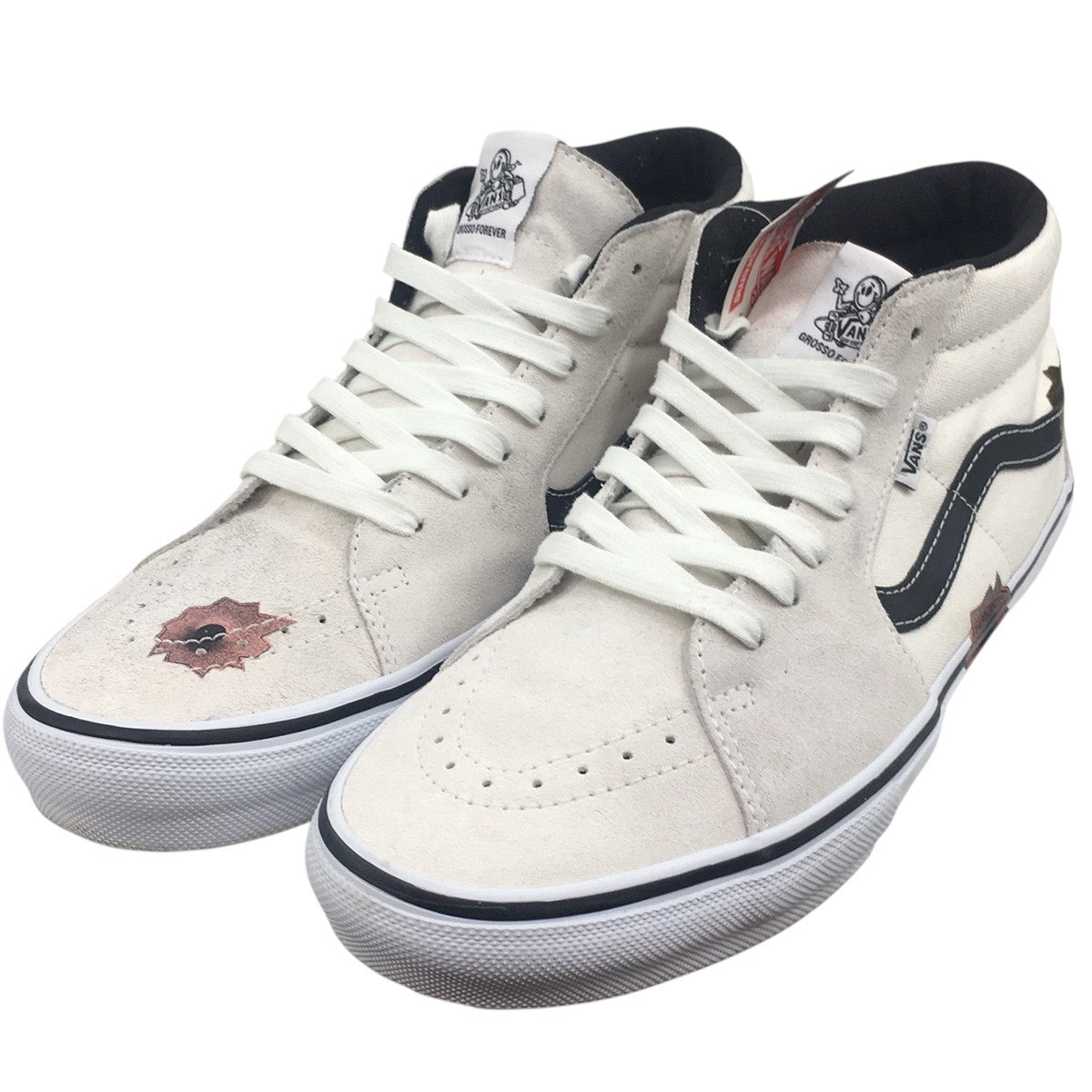 Supreme×VANS 25SS Nate Lowman × Vans Skate Grosso Mid Bullet Hole／Naturalネイトローマン バレットホール スケートグロッソ ミッド ロゴ スニーカー 古着・中古-2枚目のアイテム画像