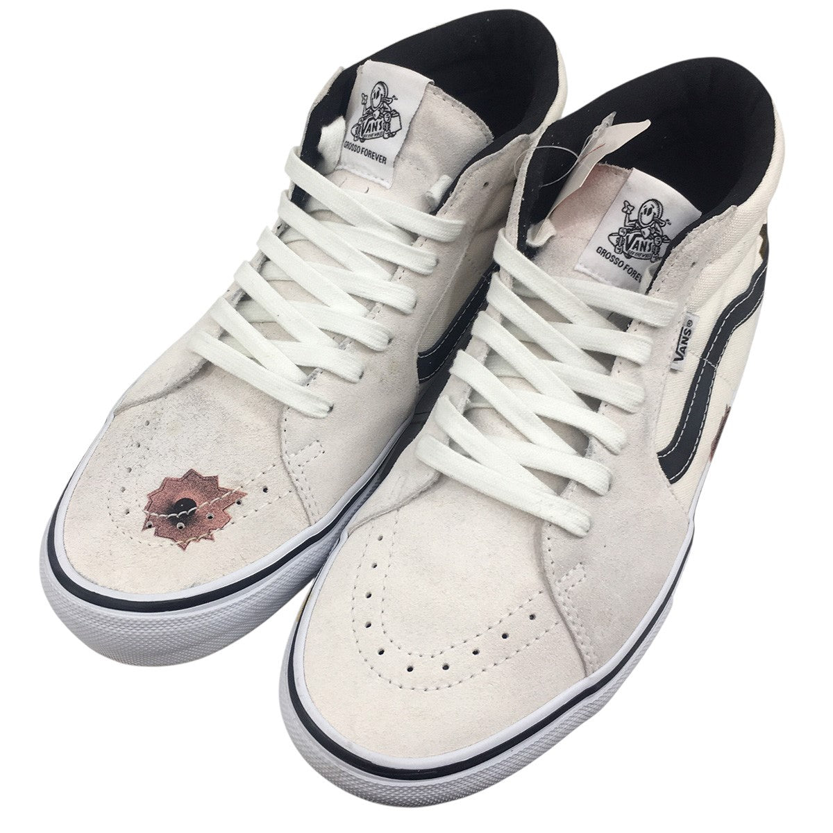 Supreme×VANS 25SS Nate Lowman × Vans Skate Grosso Mid Bullet Hole／Naturalネイトローマン バレットホール スケートグロッソ ミッド ロゴ スニーカー 古着・中古-3枚目のアイテム画像