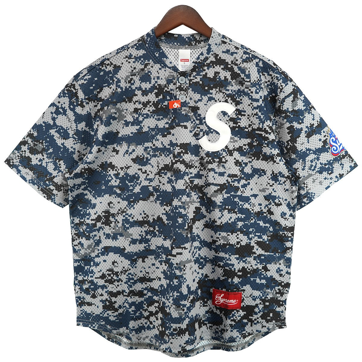 Supreme 25SS S Logo Baseball Henley Digi Camoエス ロゴ ベースボール ヘンリー ネック メッシュ Tシャツ 古着・中古-1枚目のアイテム画像