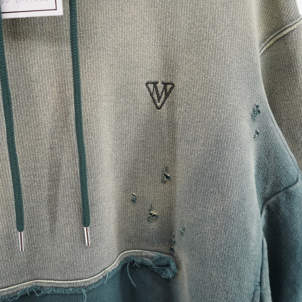 25AW Sun Faded Like Hoodie GREENサン フェード ライク ダメージ ヴィンテージ 加工 フーディ パーカー