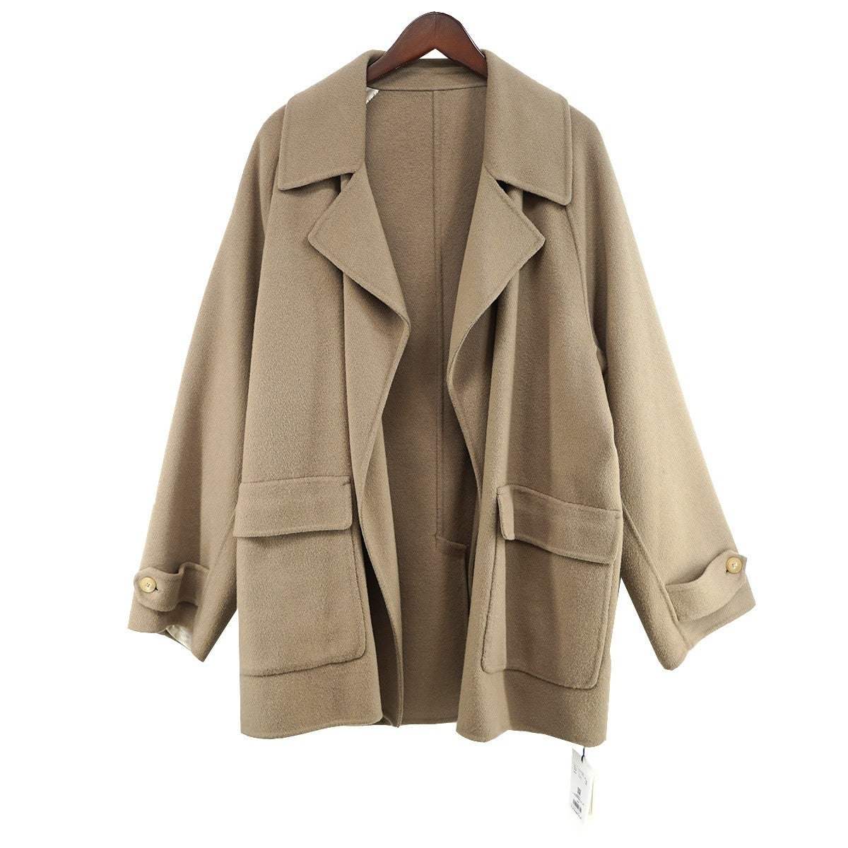24AW LAMBWOOL DOUBLE CLOTH SHORT COATラムウール ダブルクロス ショート コート ボタンレス ジャケット