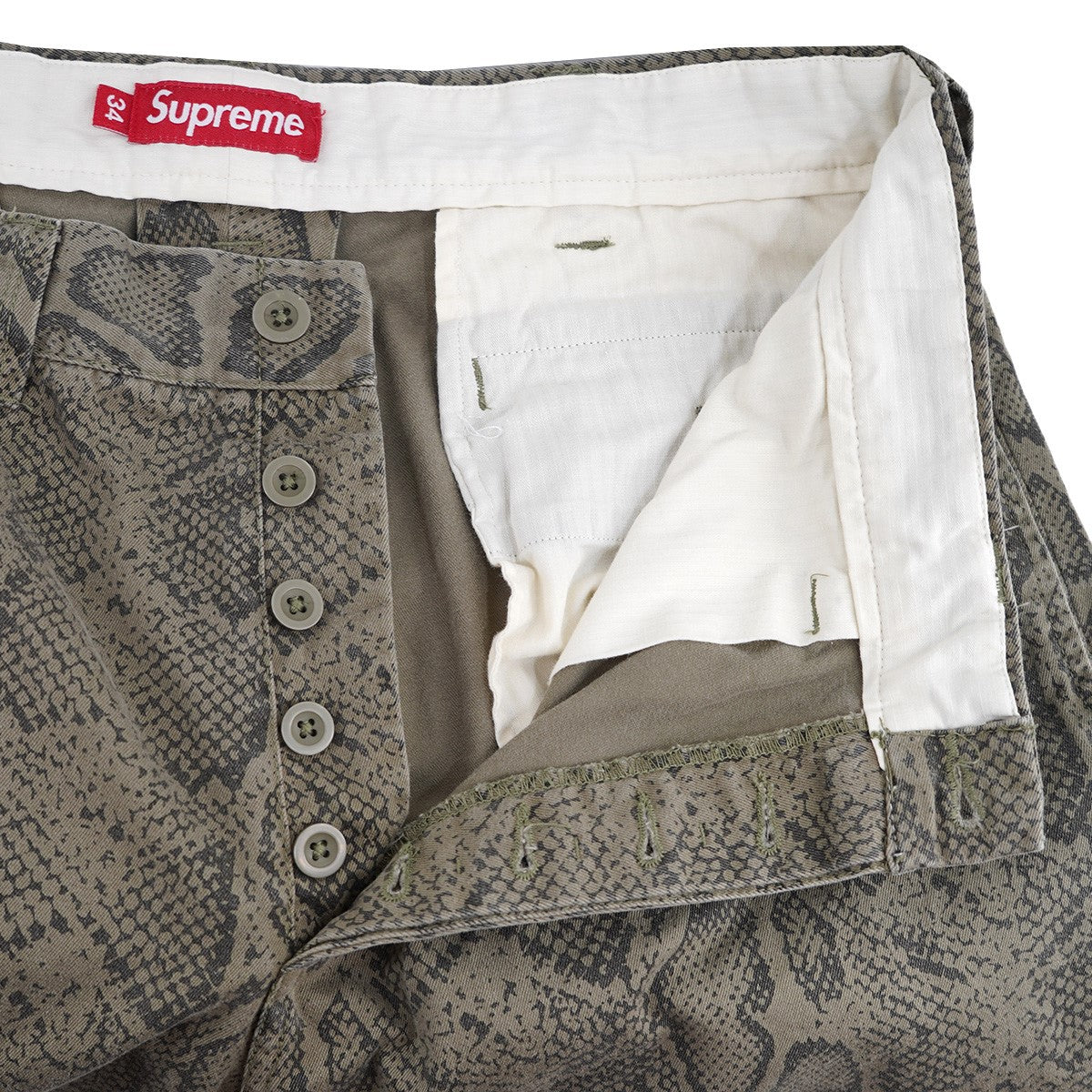 Supreme(シュプリーム) 24SS Snake Print Chino Pant Oliveロゴ