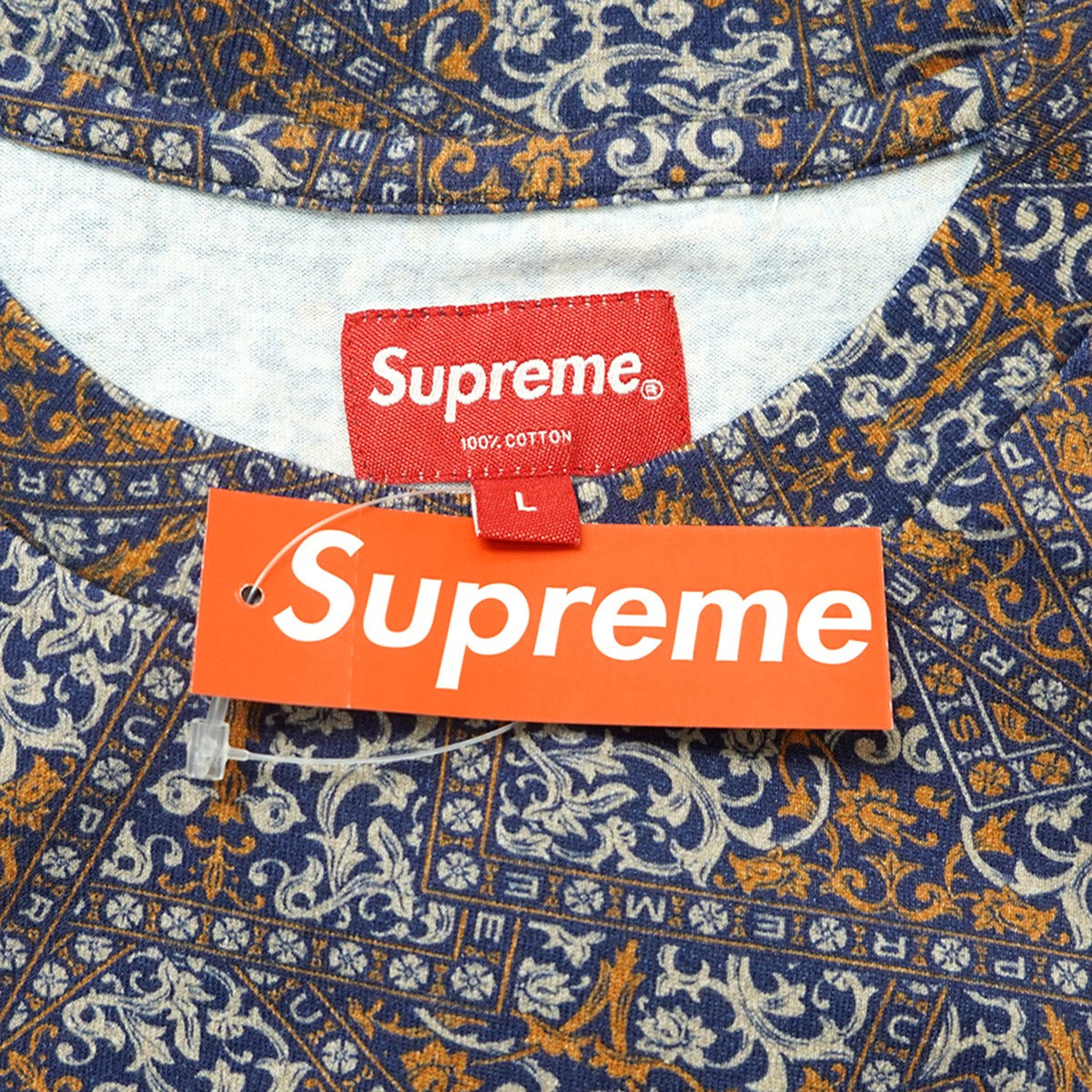 Supreme 21AW Small Box Tee Navy Floral Cards限定カラー スモールボックスロゴ ネイビーフローラル カード Tシャツ 古着・中古-4枚目のアイテム画像