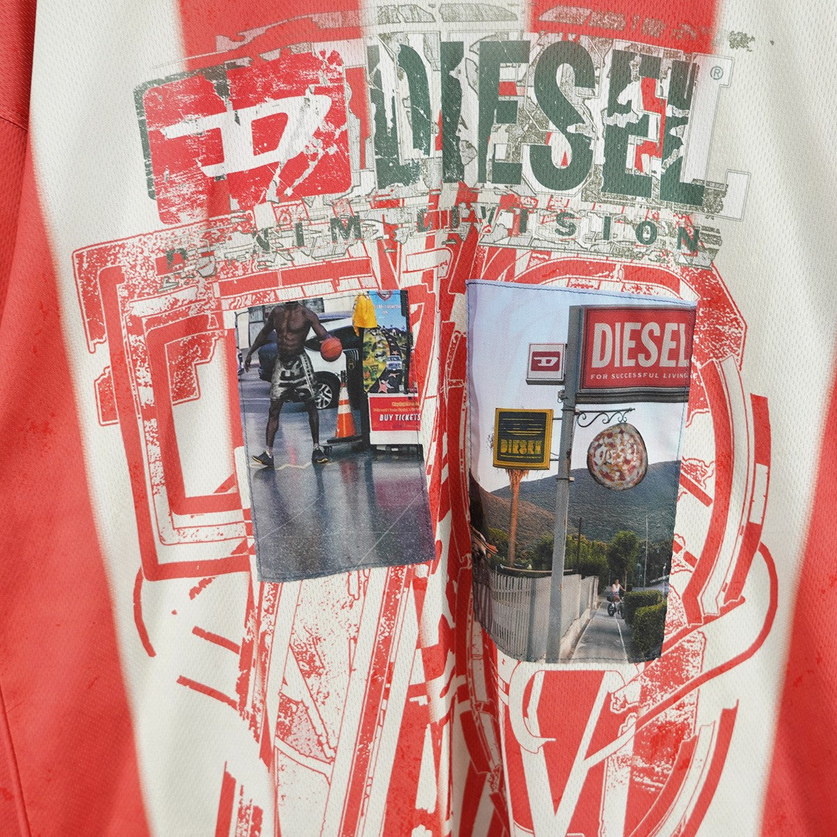 DIESEL by Glenn Martens 25AW T-Ruby Striped Long-Sleeve T-Shirt With Photo Patchesグラフィック フォト パッチ ロングスリーブ 長袖Tシャツ ロンT 古着・中古-2枚目のアイテム画像