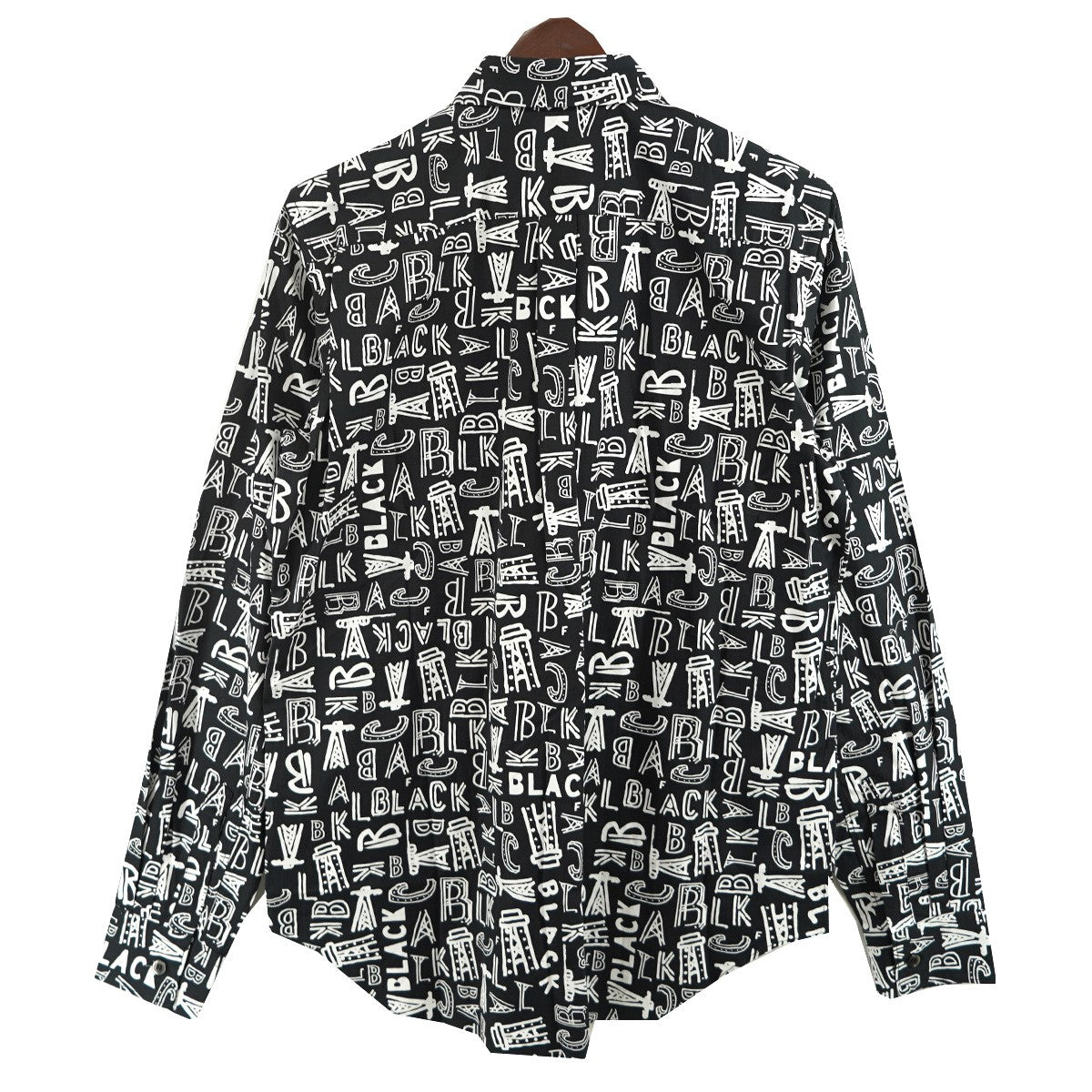 BLACK COMME des GARCONS 総柄 BLACK ロゴ シャツ 古着・中古-3枚目のアイテム画像
