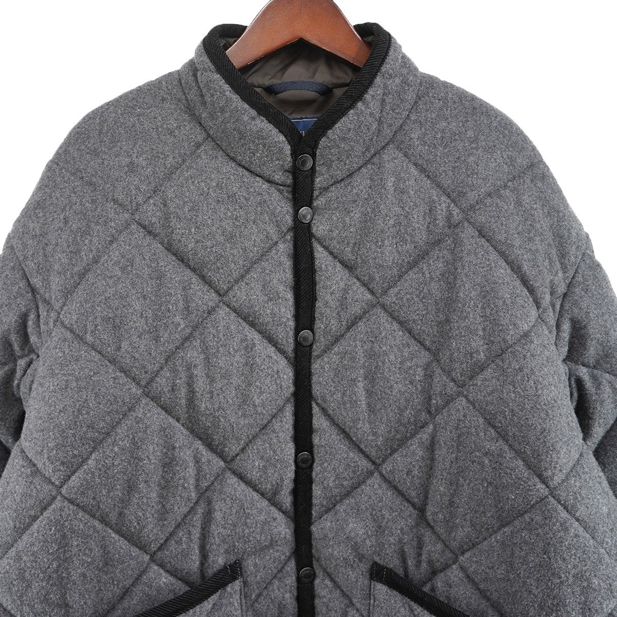 24AW LAVENHAM × BEAMS LIGHTS ／ 別注 MICKFIELD JACKETノーカラー ウール キルティング ジャケット
