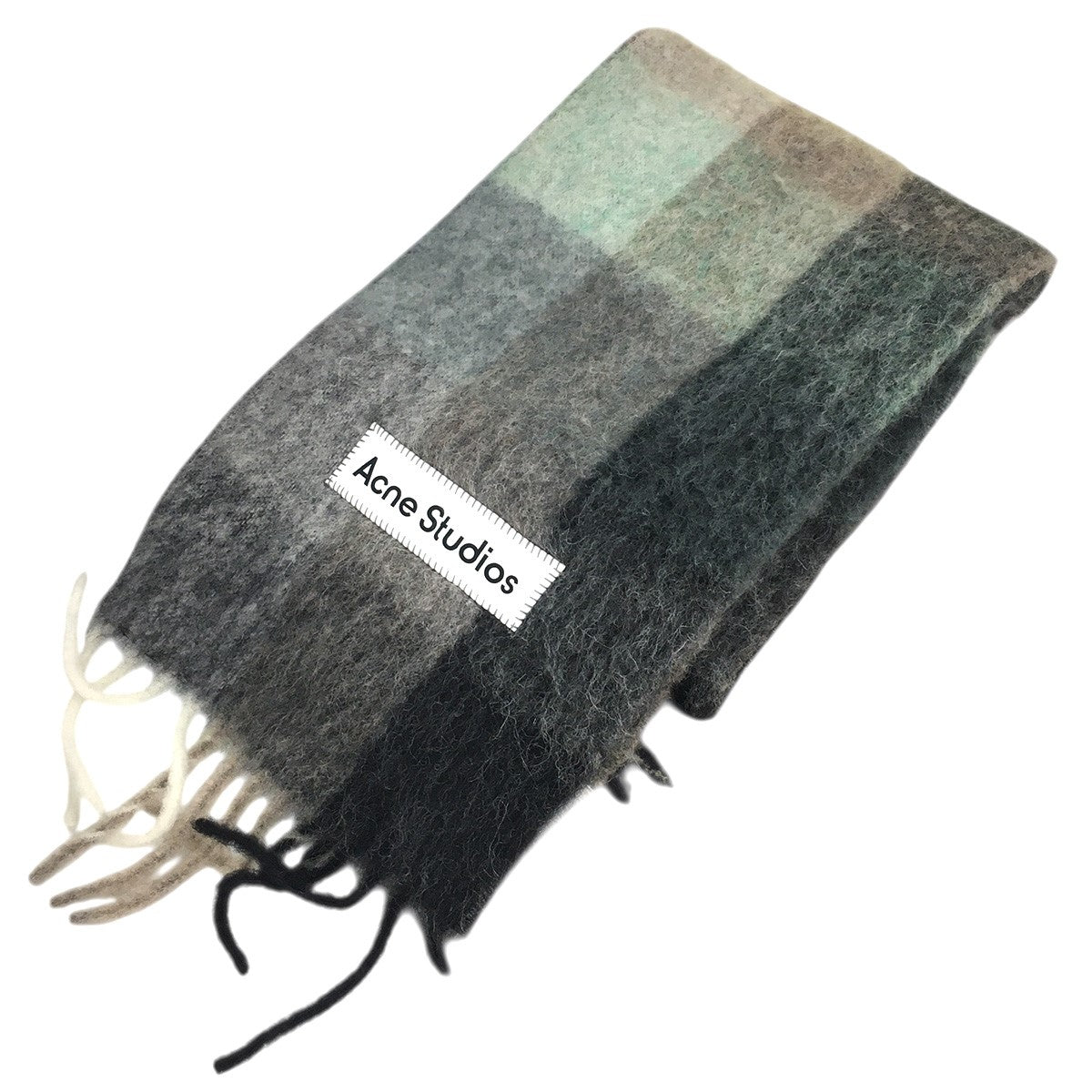 ACNE STUDIOS 25AW モヘアチェックスカーフ ロゴ パッチ マフラー 古着・中古-1枚目のアイテム画像