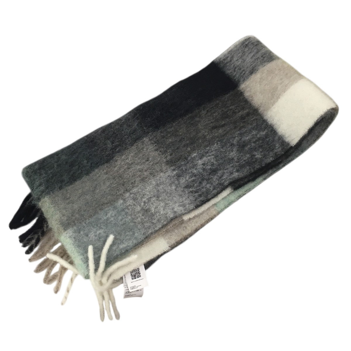 ACNE STUDIOS 25AW モヘアチェックスカーフ ロゴ パッチ マフラー 古着・中古-5枚目のアイテム画像