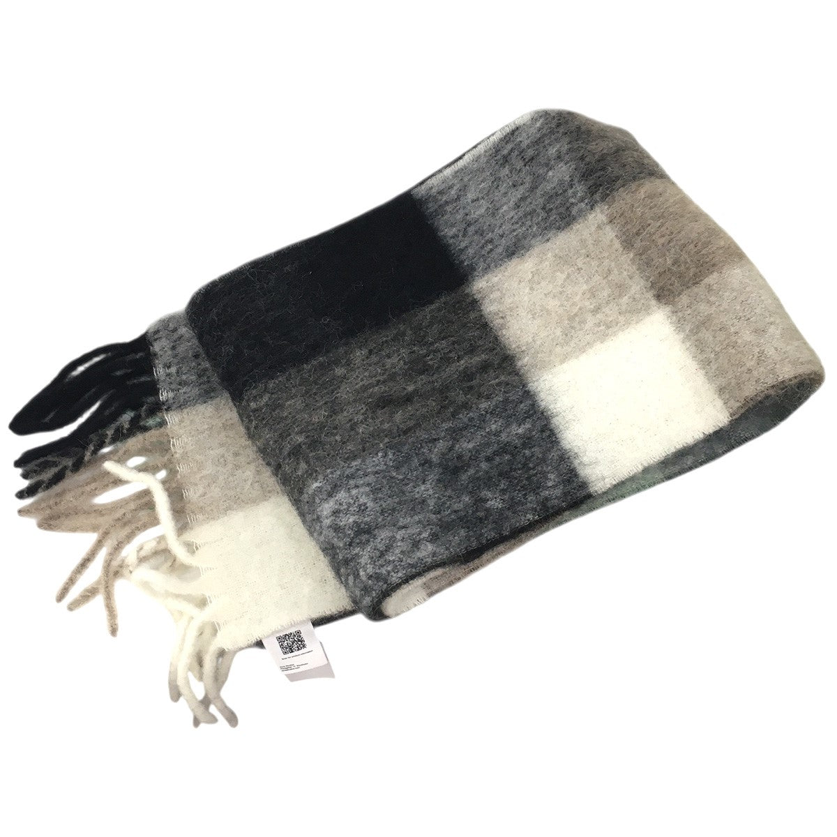 ACNE STUDIOS 25AW モヘアチェックスカーフ ロゴ パッチ マフラー 古着・中古-6枚目のアイテム画像