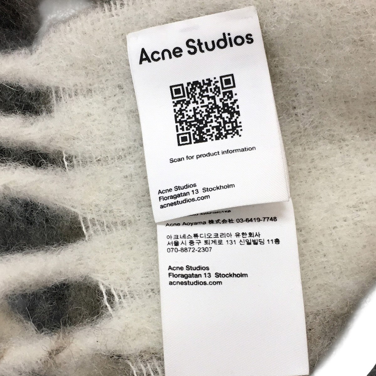 ACNE STUDIOS 25AW モヘアチェックスカーフ ロゴ パッチ マフラー 古着・中古-7枚目のアイテム画像