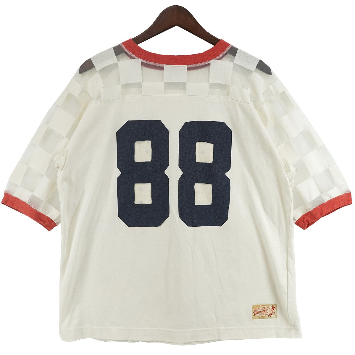 KAPITAL 24SS Opal Jersey Sheer Flag Football T-Shirtチェッカー柄 オパール加工 シースルー フットボール Tシャツ 古着・中古-2枚目のアイテム画像