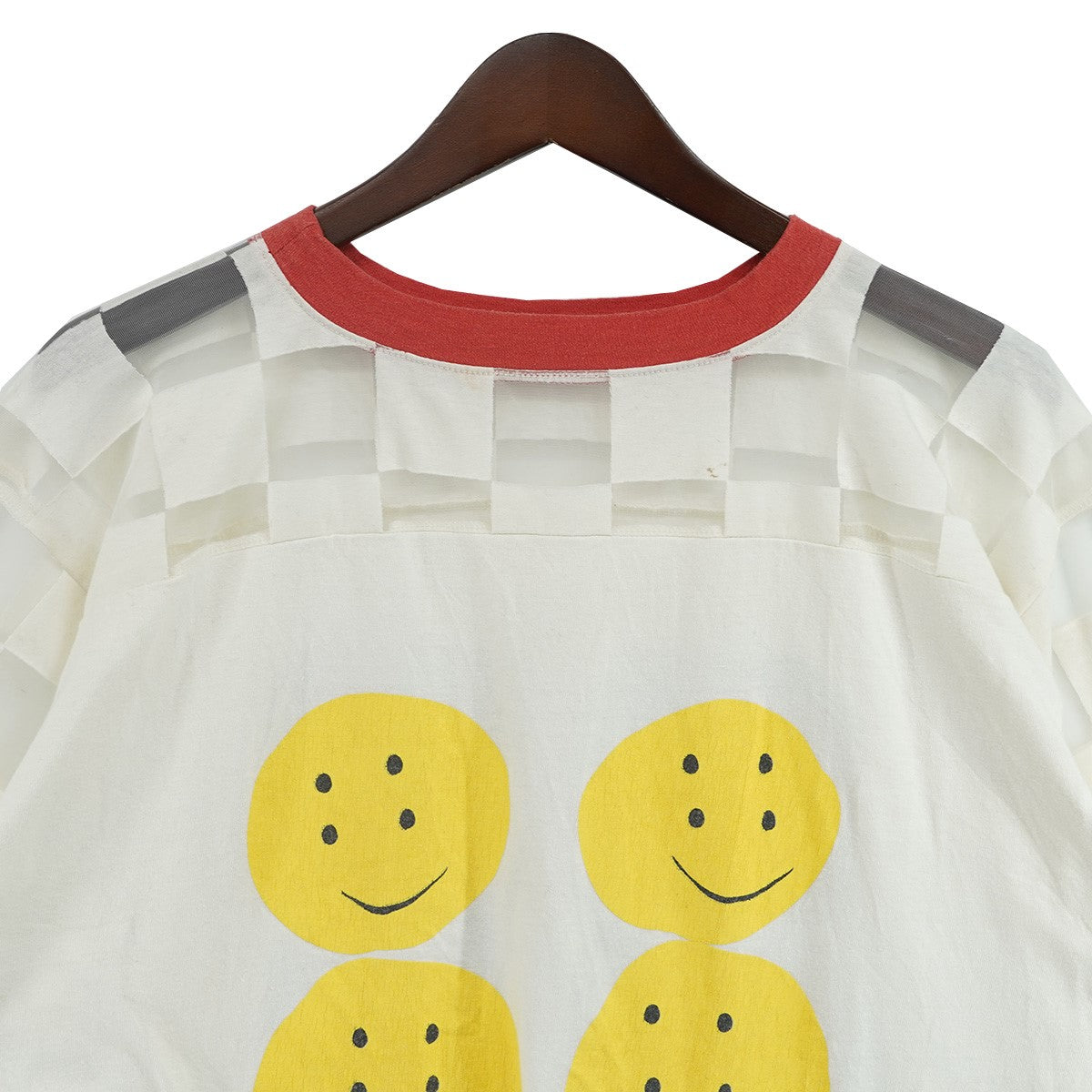 KAPITAL 24SS Opal Jersey Sheer Flag Football T-Shirtチェッカー柄 オパール加工 シースルー フットボール Tシャツ 古着・中古-4枚目のアイテム画像