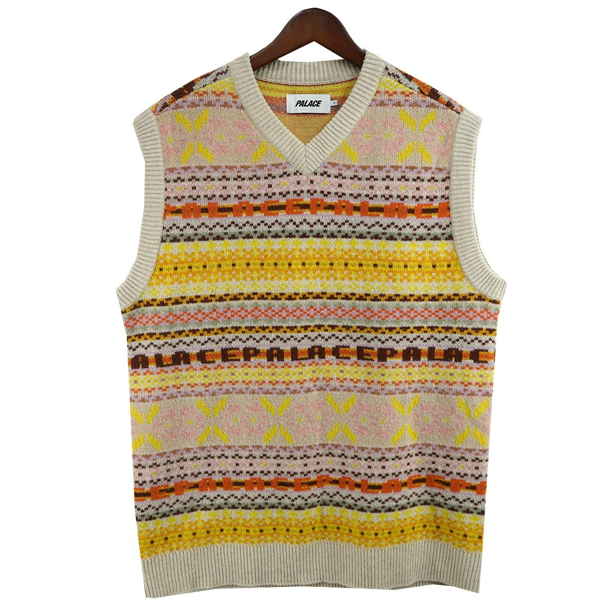 PALACE 22SS FAIRISLE KNIT VESTロゴ フェアアイル ノルディック ニット ベスト 古着・中古-1枚目のアイテム画像