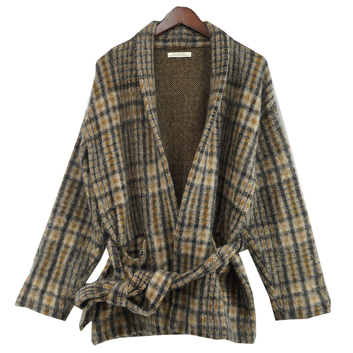 OLD JOE ＆ Co． DOUBLE JACQUARD MOHAIR GAWNチェック ダブル ジャガード モヘヤ ニット ガウン カーディガン 古着・中古-1枚目のアイテム画像