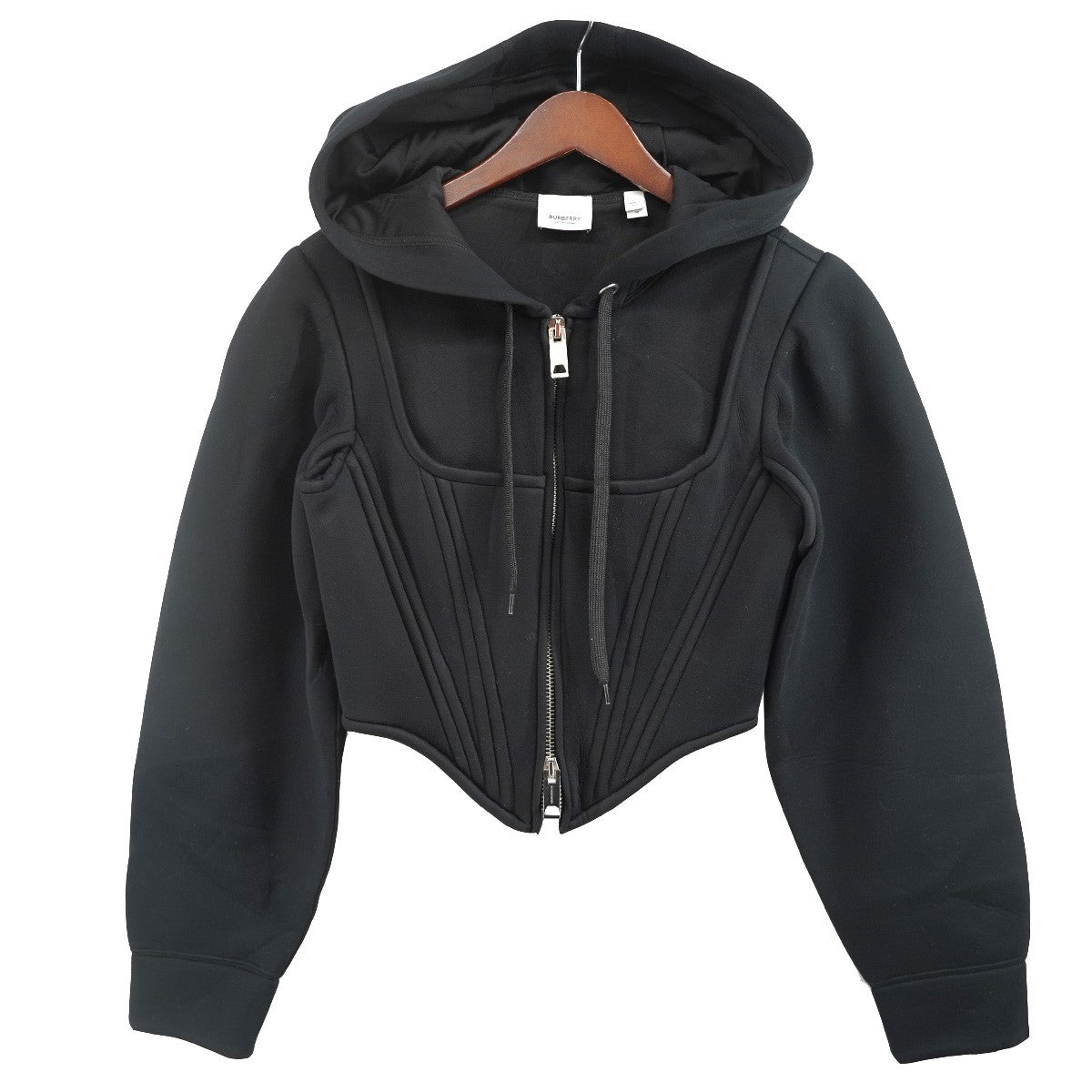 BURBERRY Burberry Grace Corset Hoodie In Blackコルセット 短丈 クロップド フーディー パーカー 古着・中古-1枚目のアイテム画像