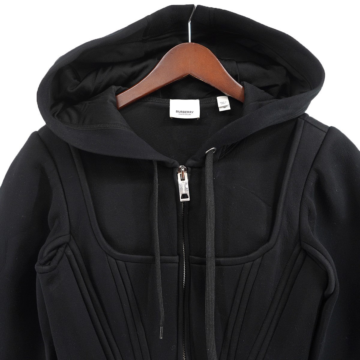 BURBERRY Burberry Grace Corset Hoodie In Blackコルセット 短丈 クロップド フーディー パーカー 古着・中古-2枚目のアイテム画像