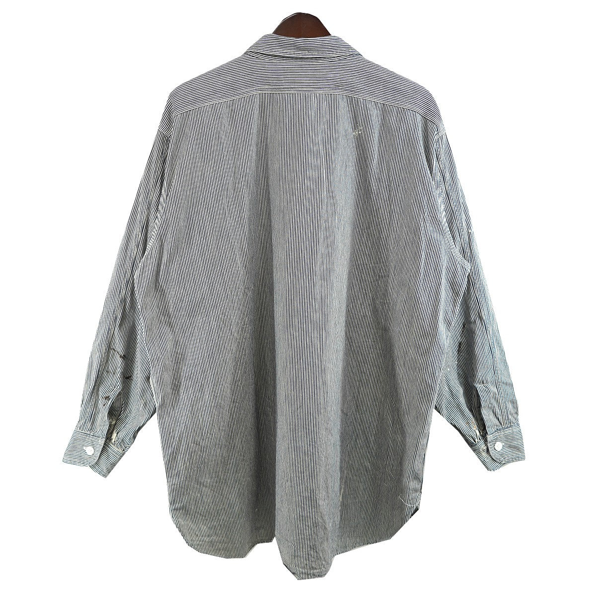 BOWWOW WORK HICKORY STRIPE PO SHIRTSワーク ヒッコリーストライプ ハーフジップ ペイント加工 プルオーバー シャツ 古着・中古-4枚目のアイテム画像