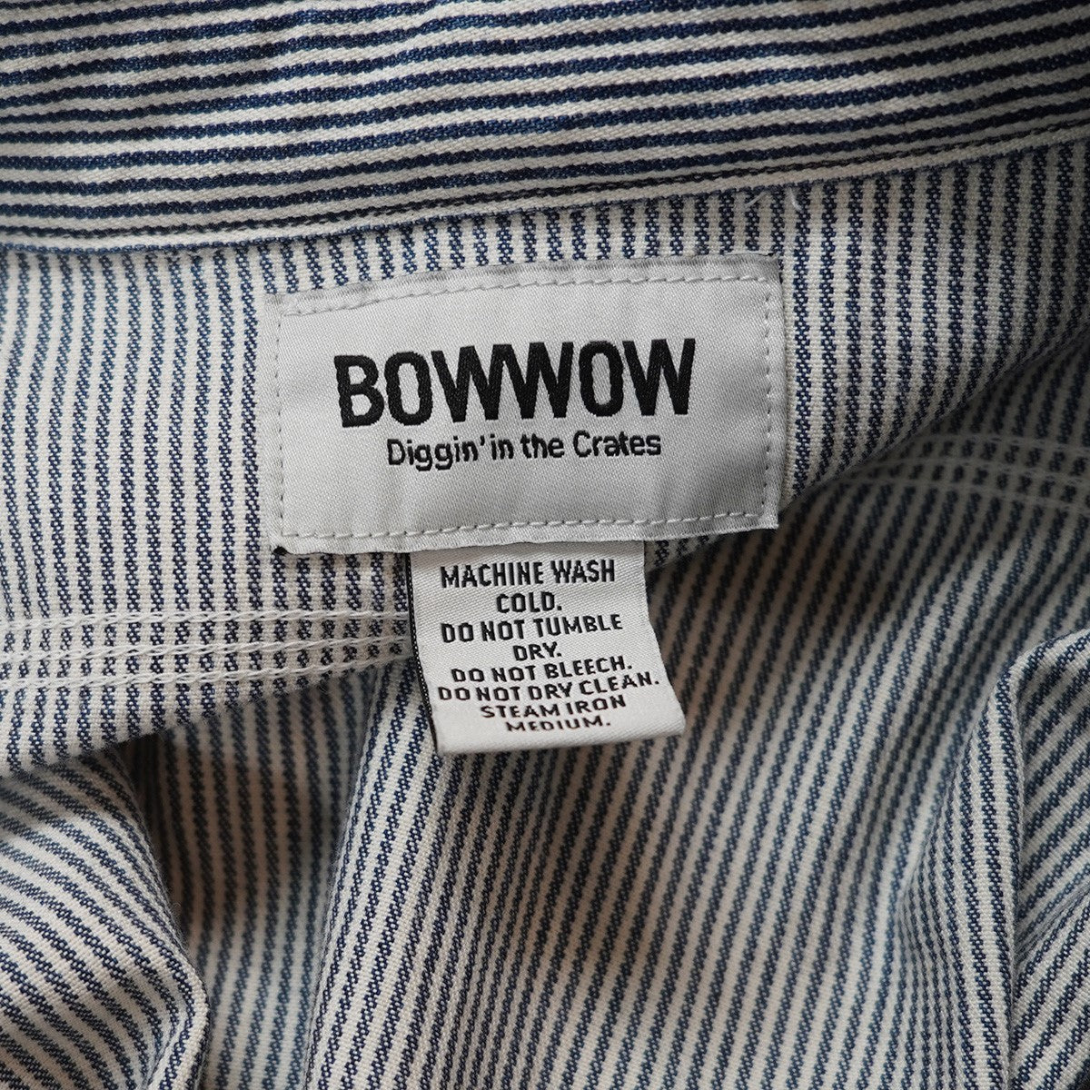 BOWWOW WORK HICKORY STRIPE PO SHIRTSワーク ヒッコリーストライプ ハーフジップ ペイント加工 プルオーバー シャツ 古着・中古-5枚目のアイテム画像