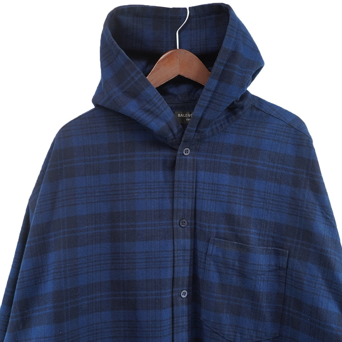 BALENCIAGA(バレンシアガ) 22AW Check Flannel Hooded Shirtロゴ