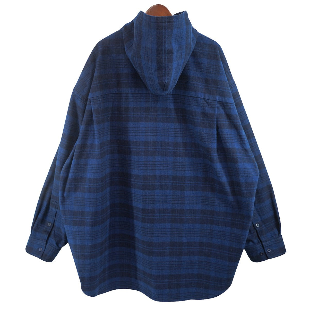 BALENCIAGA 22AW Check Flannel Hooded Shirtロゴ オーバーサイズ フーデッド ヘビーウェイト フランネル チェック シャツ フーディ 古着・中古-4枚目のアイテム画像