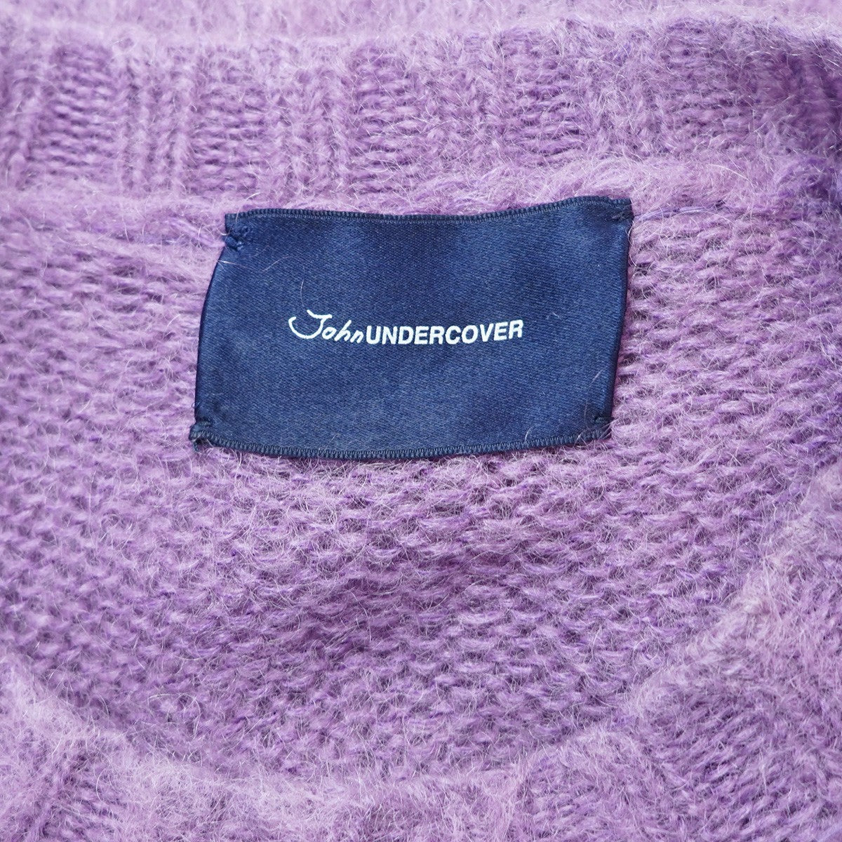 JohnUNDERCOVER 18AW PUT OFF KHAKI 刺繍入りロングニットセーター ラグラン モヘアニット 古着・中古-4枚目のアイテム画像