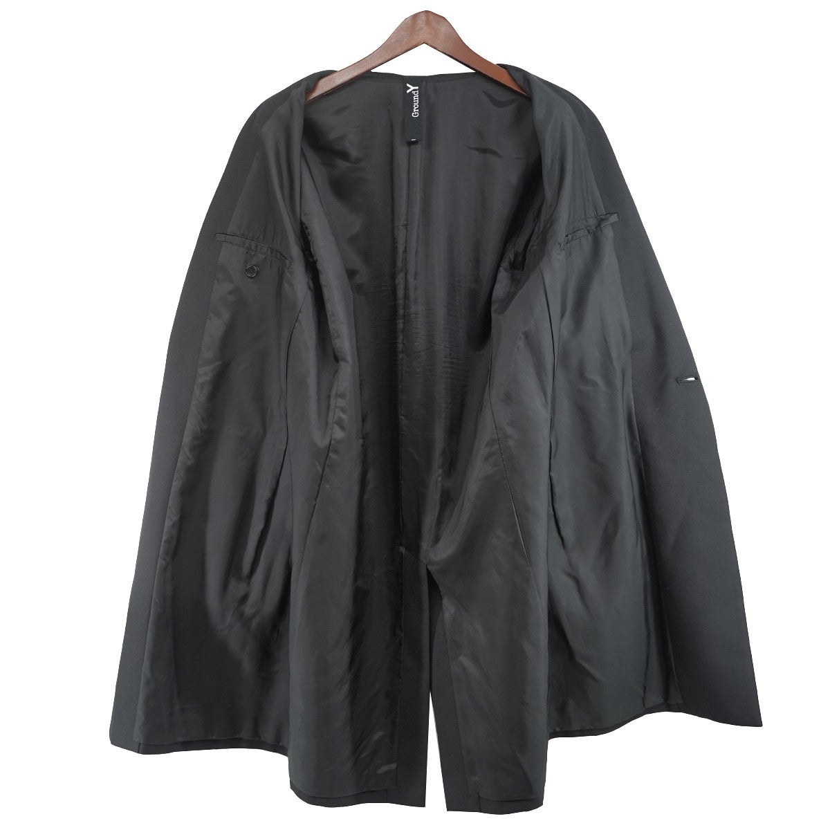 Ground Y (Yohji Yamamoto) 22AW ウールギャバジン ワンボタン ロングジャケット テーラード コート 古着・中古-5枚目のアイテム画像