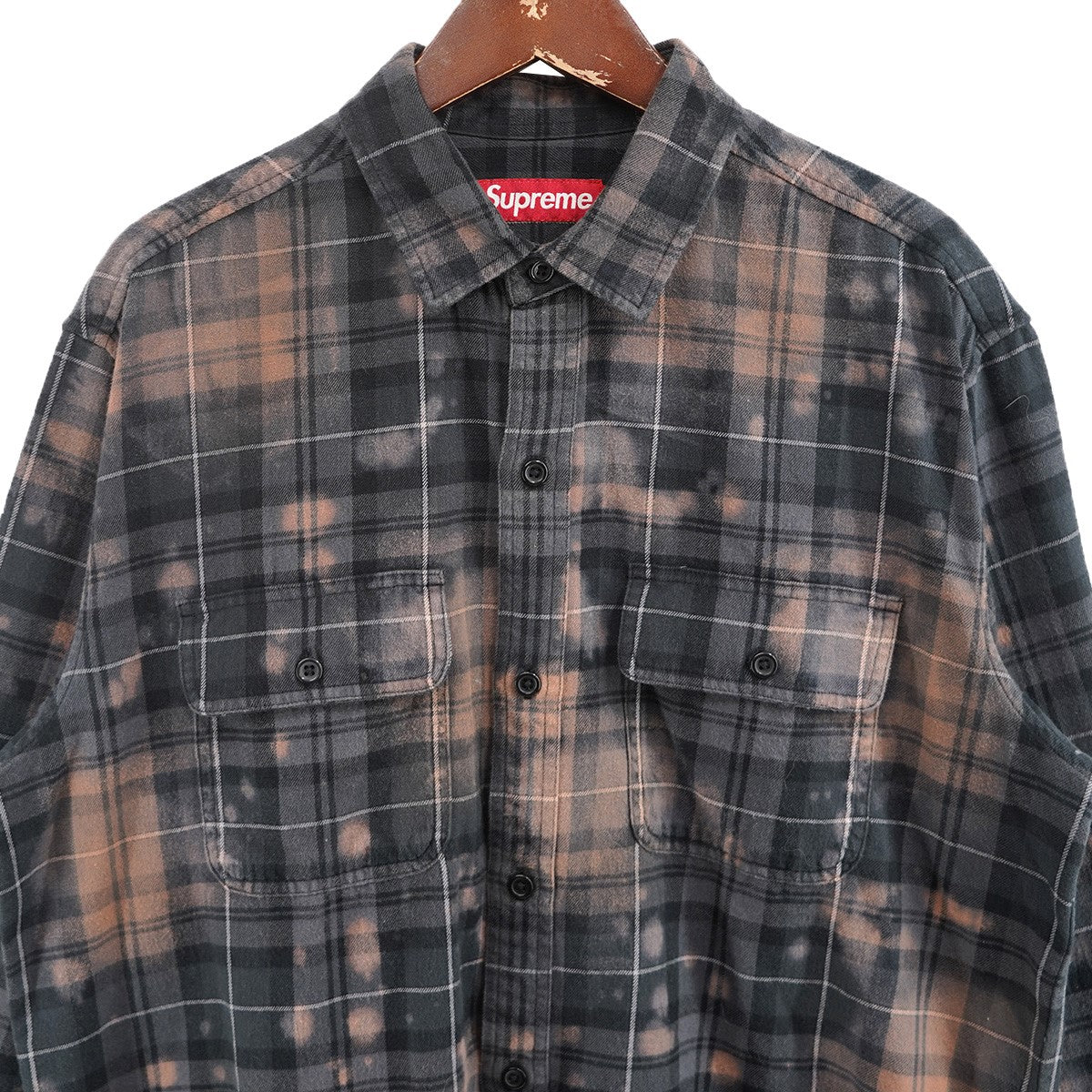 Supreme 25AW The Exorcist Flannel Shirt 楳図かずお リーガン・マクニールエクソシスト フランネル ブリーチ加工 チェック ロゴ シャツ 古着・中古-4枚目のアイテム画像