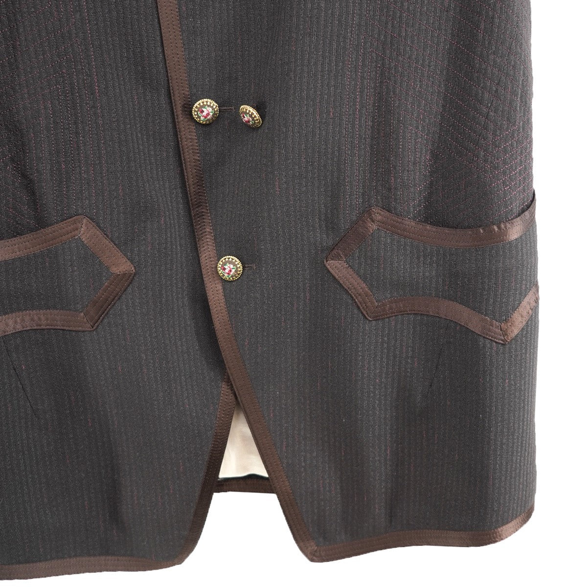 09AW CLOSED FEELING 本人期 第一期ラストコレクションピースカシミヤシルク混 ストライプ パイピング ショートスリーブジャケット ベスト