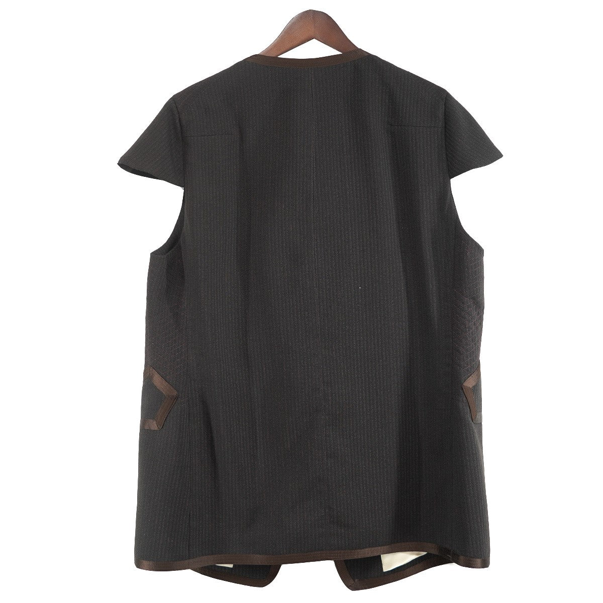 09AW CLOSED FEELING 本人期 第一期ラストコレクションピースカシミヤシルク混 ストライプ パイピング ショートスリーブジャケット ベスト