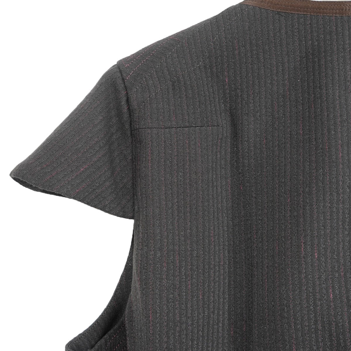 09AW CLOSED FEELING 本人期 第一期ラストコレクションピースカシミヤシルク混 ストライプ パイピング ショートスリーブジャケット ベスト