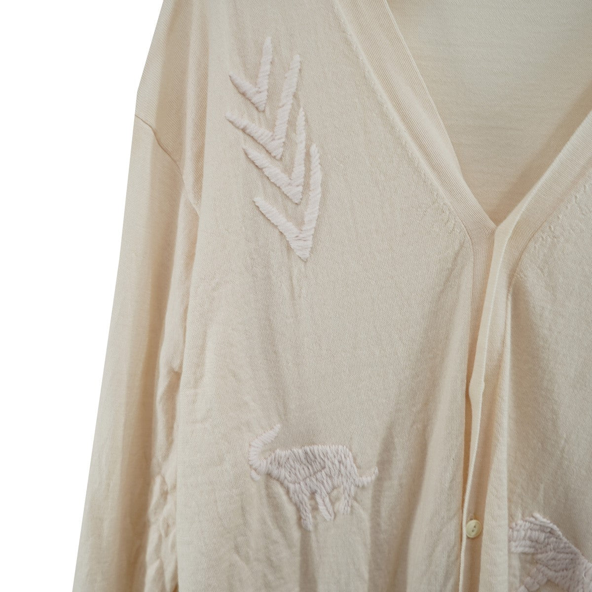 TOGA ARCHIVES 21AW 刺繍 デザイン ウール ニット 薄手 カーディガン 古着・中古-2枚目のアイテム画像
