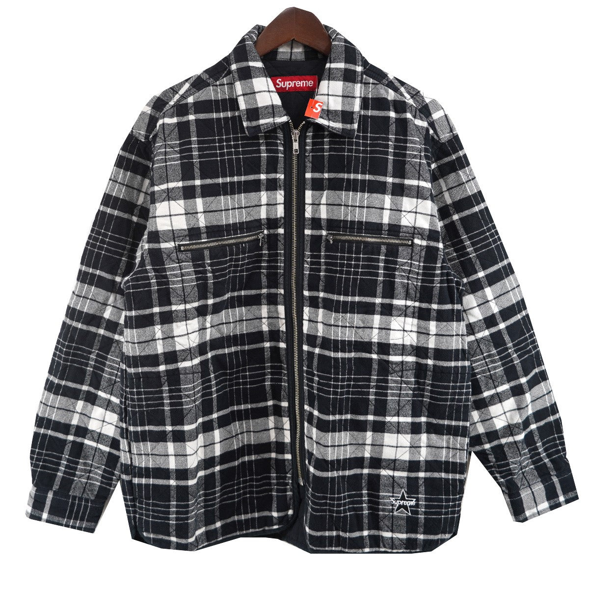 24AW Quilted Flannel Zip Up Shirt ロゴ キルテッド キルティングフランネル ジップアップ チェック シャツ シャツジャケット
