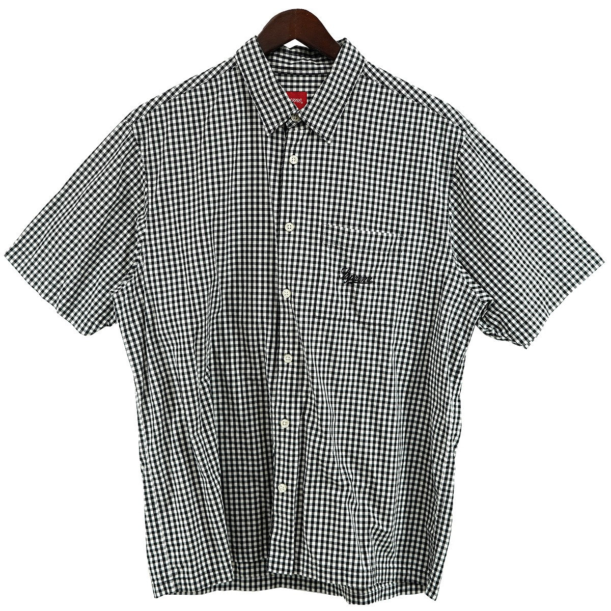 Supreme 21SS Gingham S／S Shirtロゴ ギンガムチェック 半袖シャツ 古着・中古-1枚目のアイテム画像