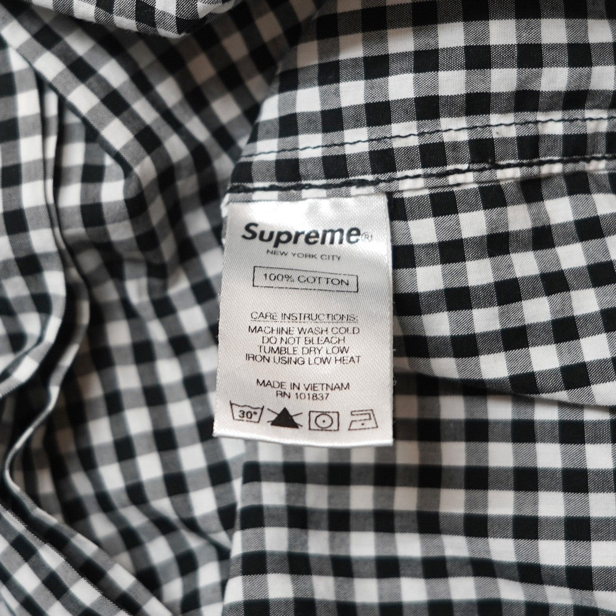 Supreme 21SS Gingham S／S Shirtロゴ ギンガムチェック 半袖シャツ 古着・中古-5枚目のアイテム画像