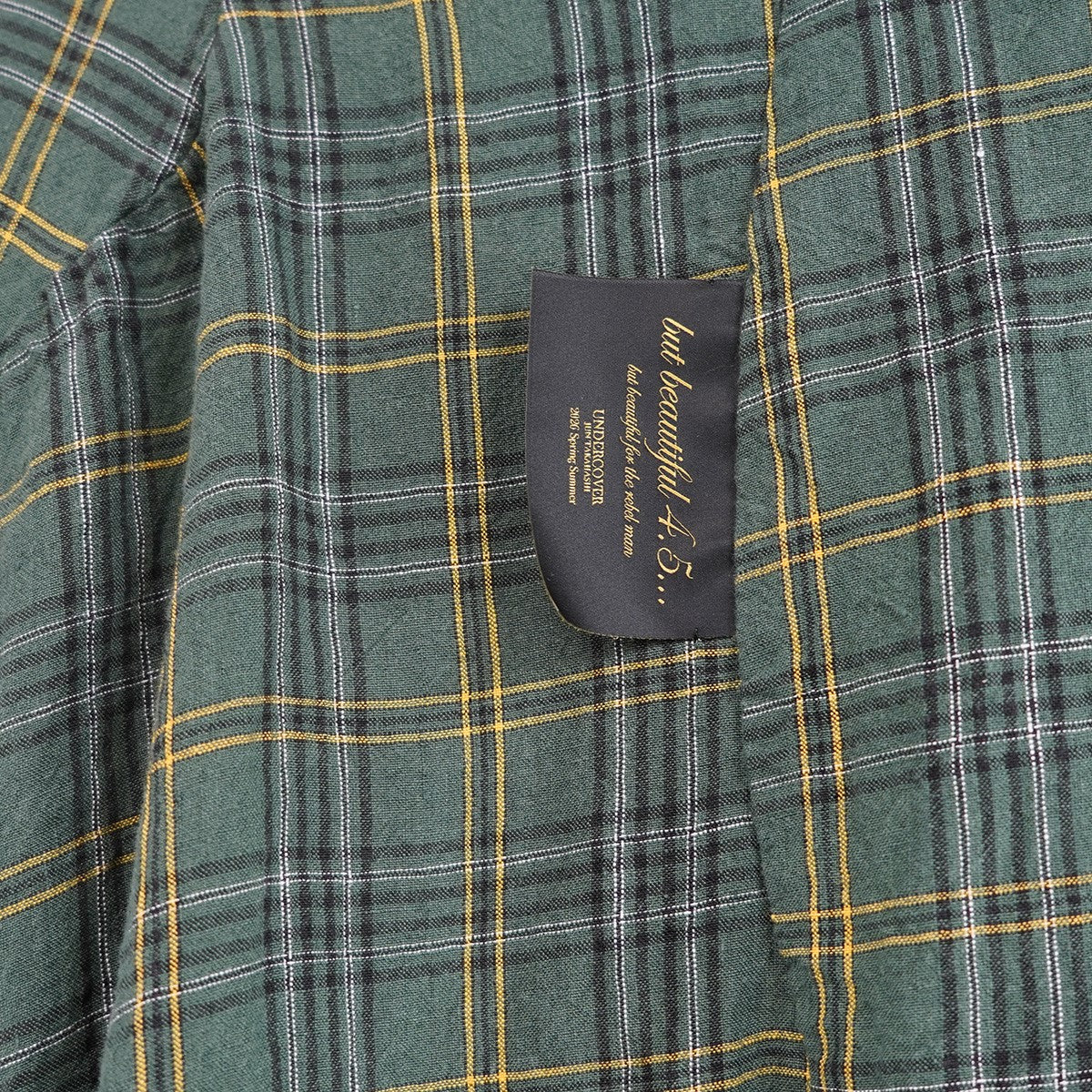 26SS but beautiful 4．5 チェックシャツコートロゴ ラベル パッチ Liチェックオープンカラーコート