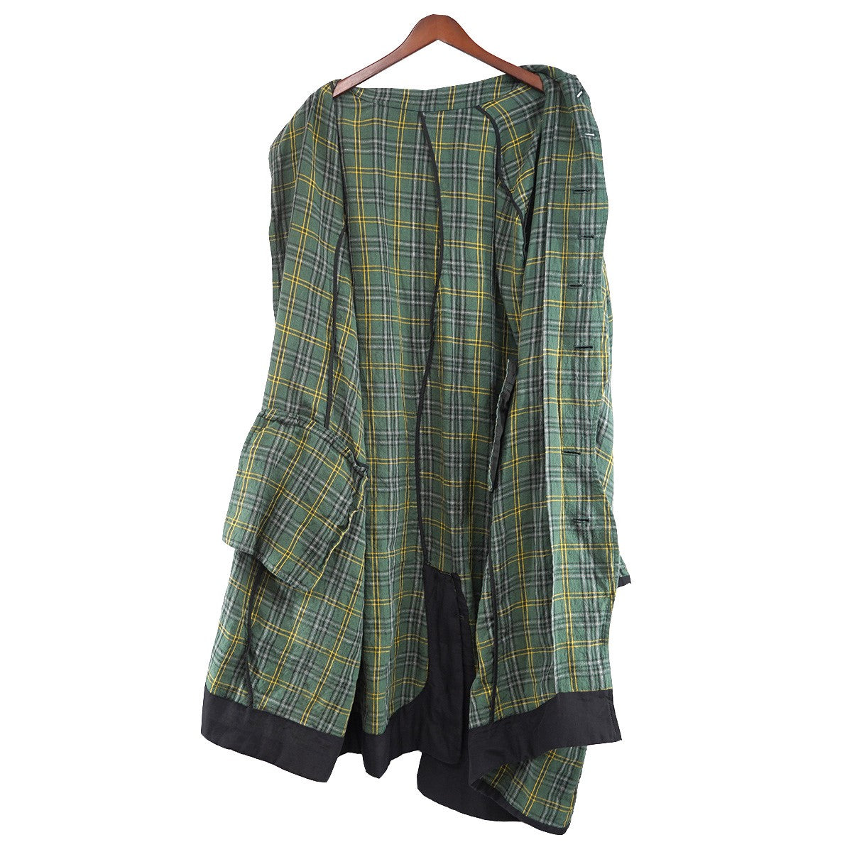 26SS but beautiful 4．5 チェックシャツコートロゴ ラベル パッチ Liチェックオープンカラーコート