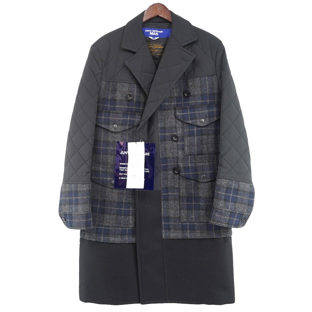 JUNYA WATANABE COMME des GARCONS MAN×FILSON 25AW COAT ×FILSON チェック 切替 キルティングコート 古着・中古-1枚目のアイテム画像