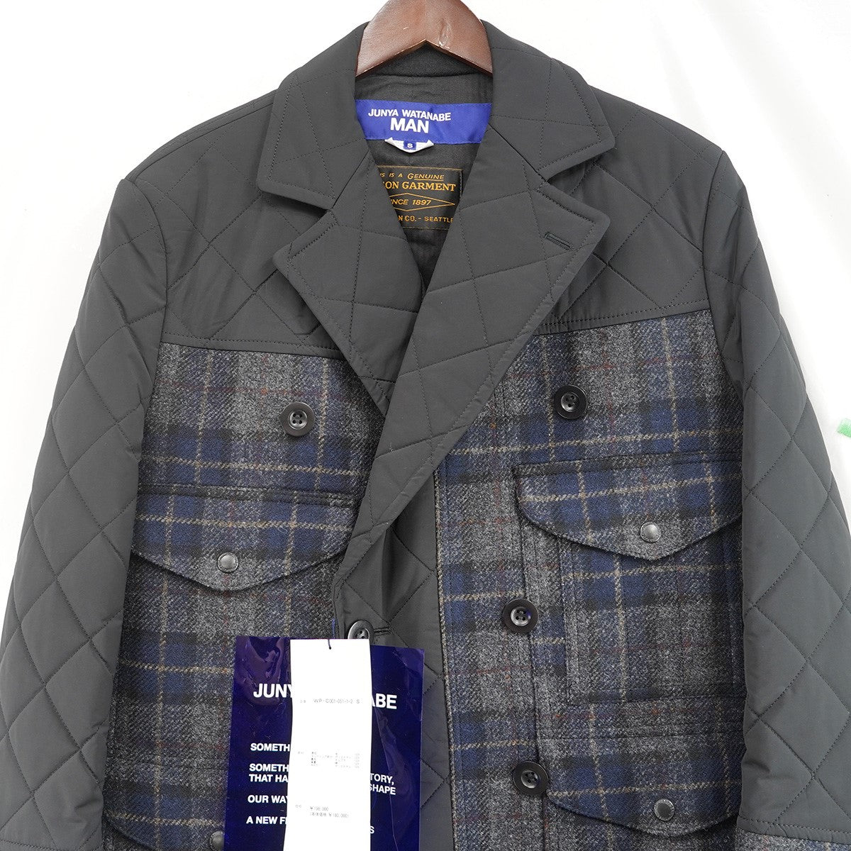 JUNYA WATANABE COMME des GARCONS MAN×FILSON 25AW COAT ×FILSON チェック 切替 キルティングコート 古着・中古-2枚目のアイテム画像