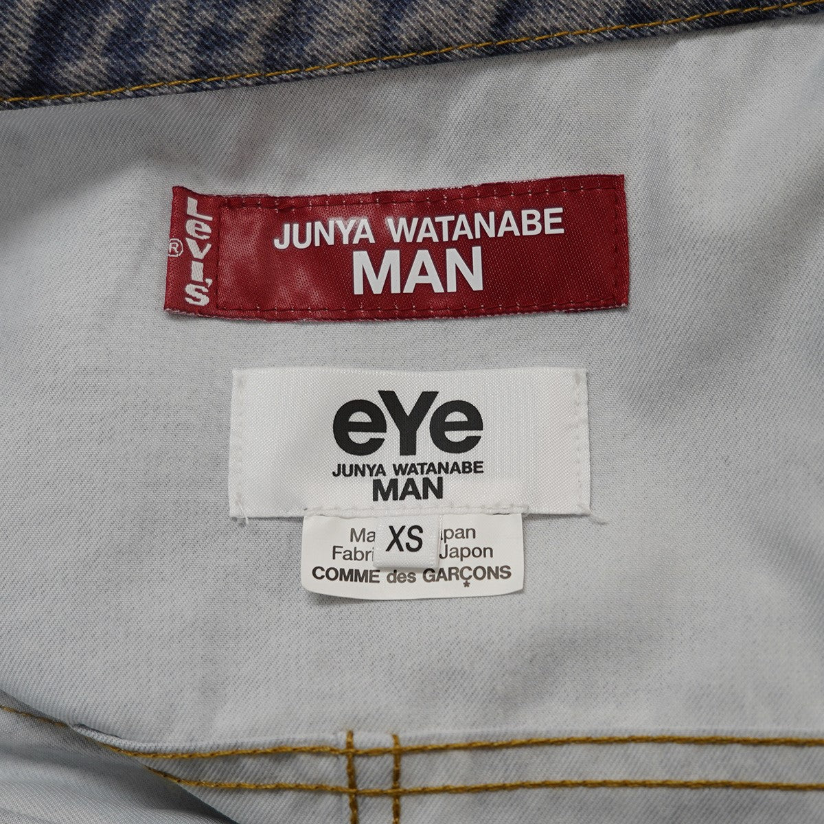 25SS eye JUNYA WATANABE MAN Levi’s BerBerJin ベルベルジン短丈 デニム転写 プリント トラッカー ジャケット／INDIGO
