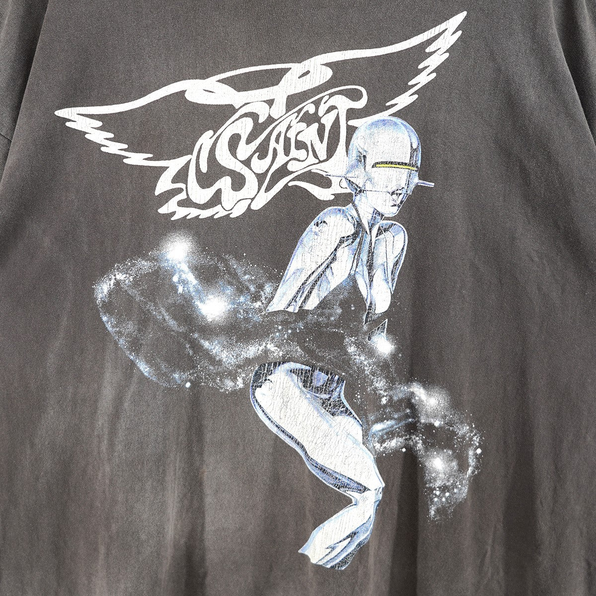 SAINT MICHAEL 22SS SS TEE ／ SORAYAMA 空山 基 ソラヤマハジメ Vintage ヴィンテージ加工セクシーロボット ロゴ Tシャツ 古着・中古-3枚目のアイテム画像