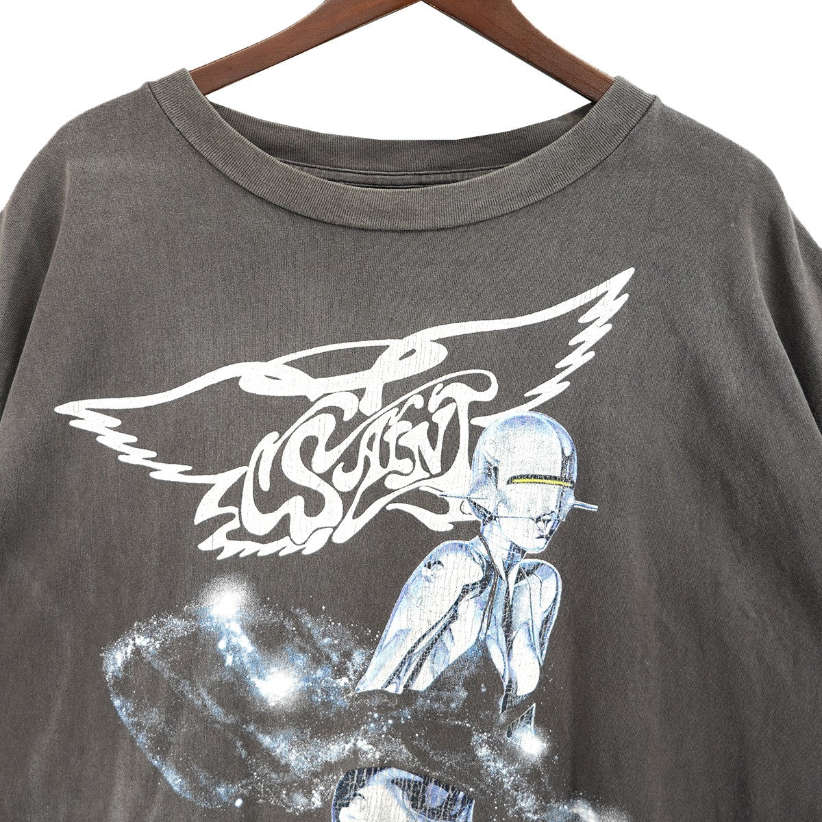 SAINT MICHAEL 22SS SS TEE ／ SORAYAMA 空山 基 ソラヤマハジメ Vintage ヴィンテージ加工セクシーロボット ロゴ Tシャツ 古着・中古-4枚目のアイテム画像