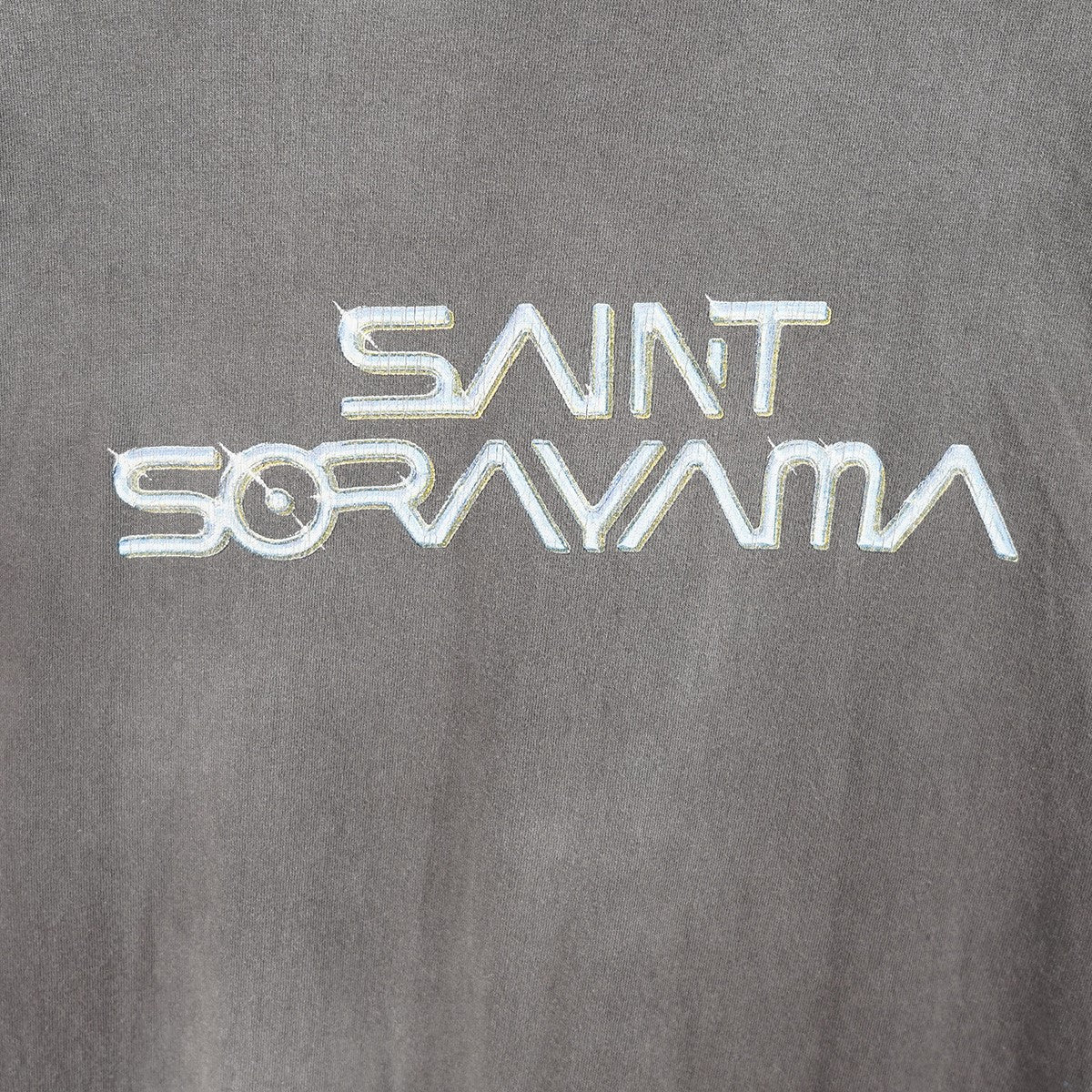 SAINT MICHAEL 22SS SS TEE ／ SORAYAMA 空山 基 ソラヤマハジメ Vintage ヴィンテージ加工セクシーロボット ロゴ Tシャツ 古着・中古-5枚目のアイテム画像