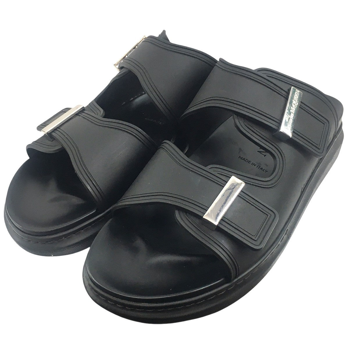 ALEXANDER McQUEEN ハイブリッド スライド ブラック／シルバー サンダル 古着・中古-2枚目のアイテム画像
