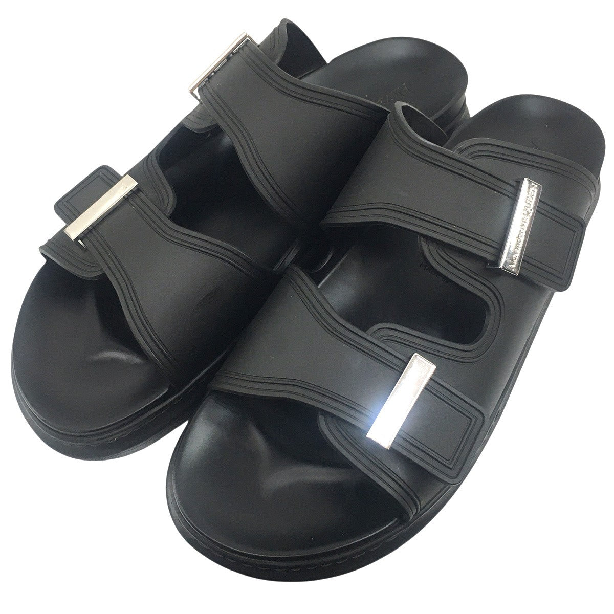 ALEXANDER McQUEEN ハイブリッド スライド ブラック／シルバー サンダル 古着・中古-3枚目のアイテム画像