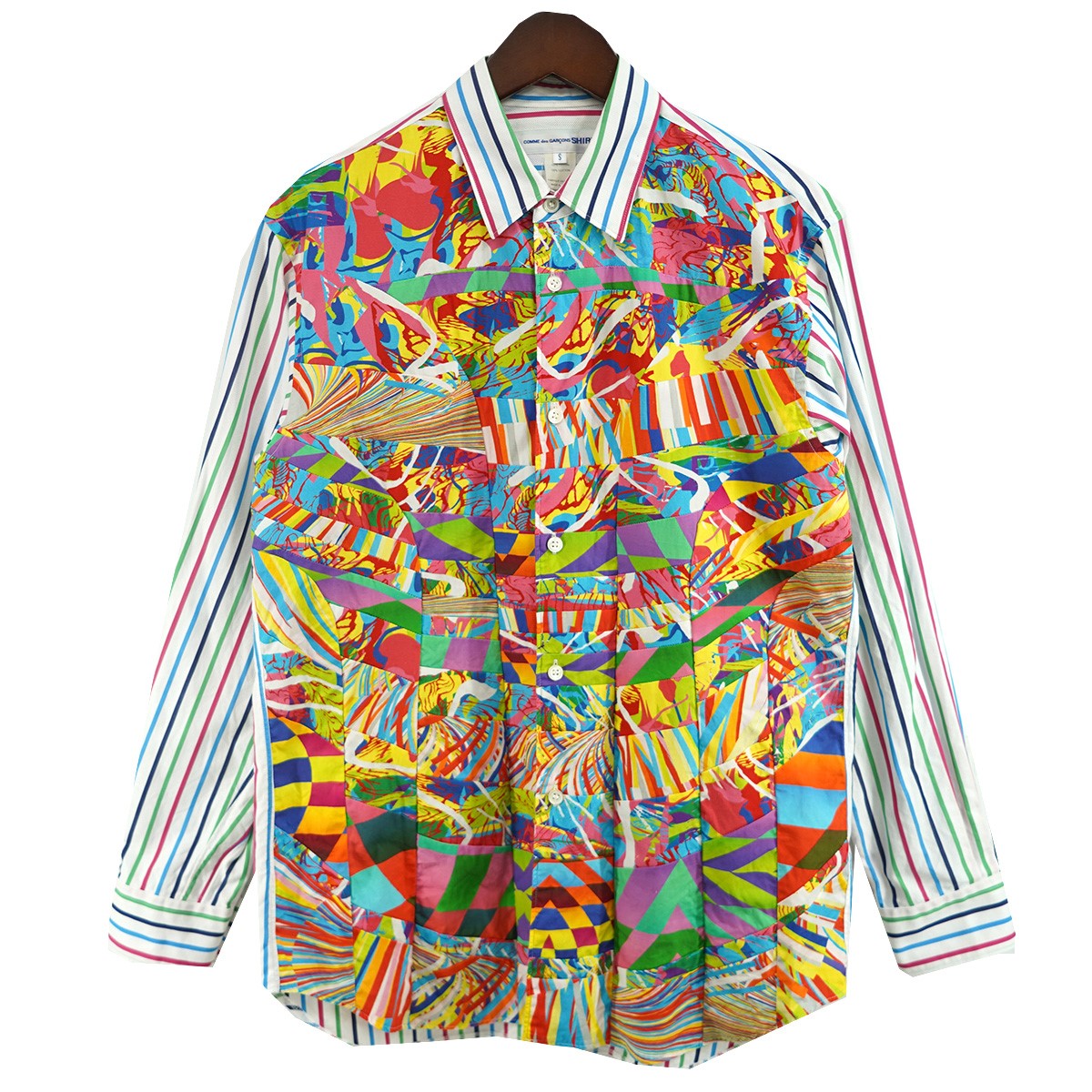 COMME des GARCONS SHIRT 15SS サイケデリック期 パッチワーク 切替 長袖シャツ 古着・中古-1枚目のアイテム画像