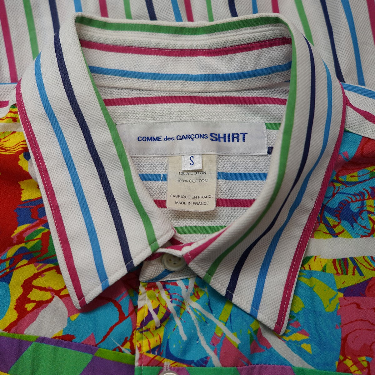 COMME des GARCONS SHIRT 15SS サイケデリック期 パッチワーク 切替 長袖シャツ 古着・中古-4枚目のアイテム画像