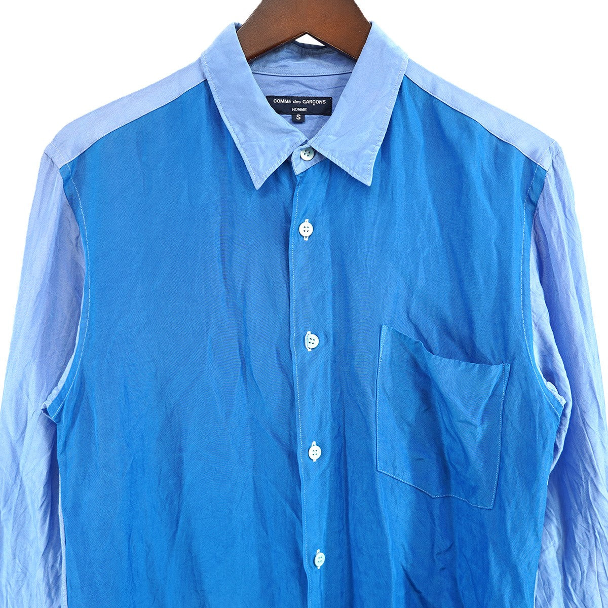 COMME des GARCONS HOMME 2005SS アセテート 切替 長袖シャツ 古着・中古-2枚目のアイテム画像