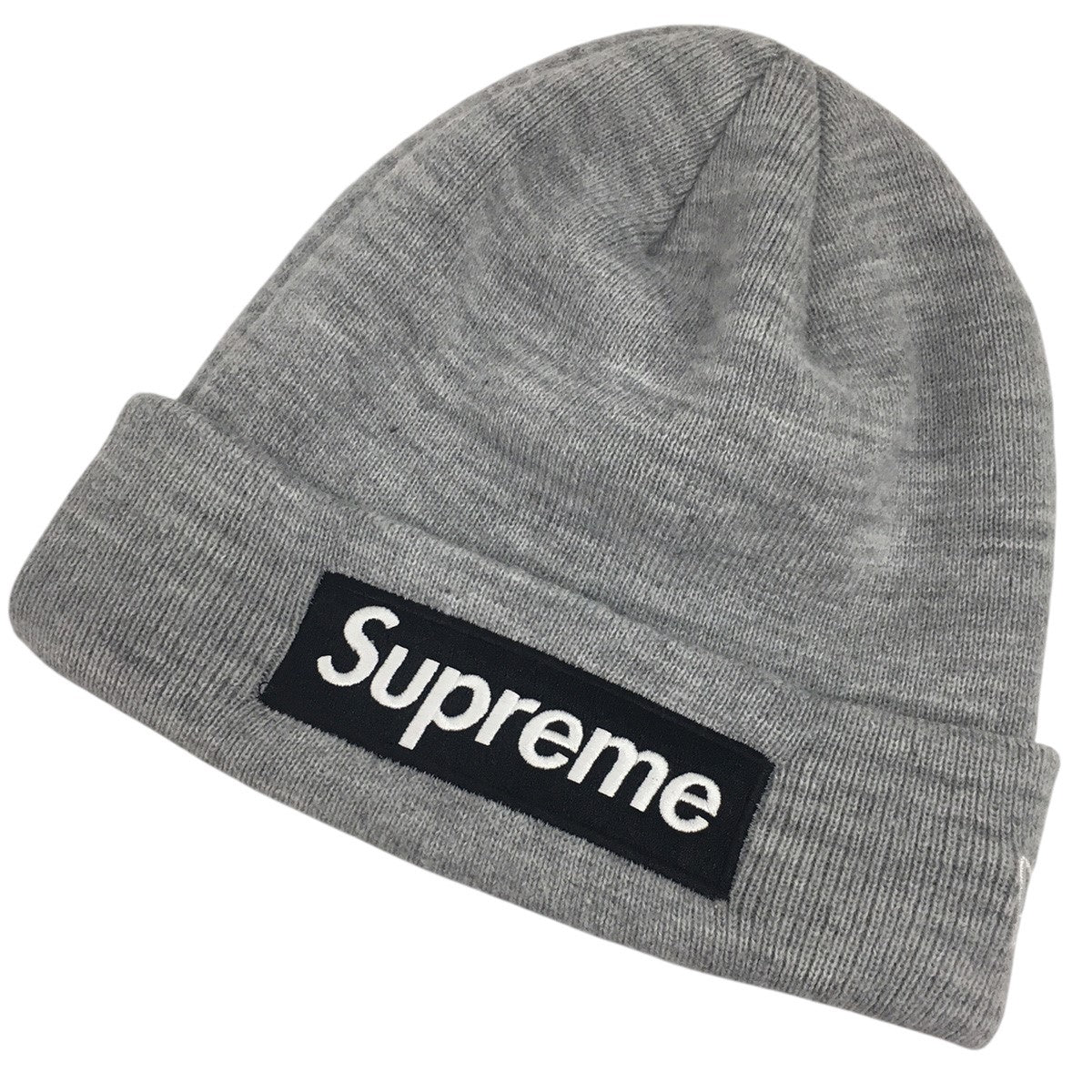 Supreme×New Era 22AW ×NEW ERA Box Logo Beanieニューエラ ボックスロゴ ビーニー ニット帽 帽子 グレー ニットキャップ 古着・中古-1枚目のアイテム画像