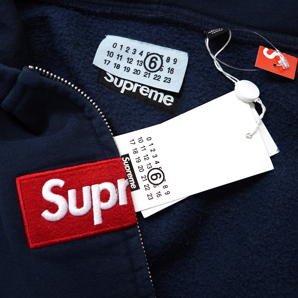 Supreme×MM6 Maison Margiela 26SS MM6 Maison Margiela Box Logo Zip Up Hooded Sweatshirtペイント加工 ボックスロゴ ジップアップ フーデットスウェットシャツ パーカー 古着・中古-5枚目のアイテム画像